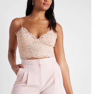 TAN LACE CAMI CROP TOP